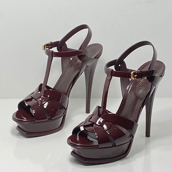Saint Laurent Tribute 105mm Patent Leather Platform Sandals size 40.5 - Picture 1 of 12